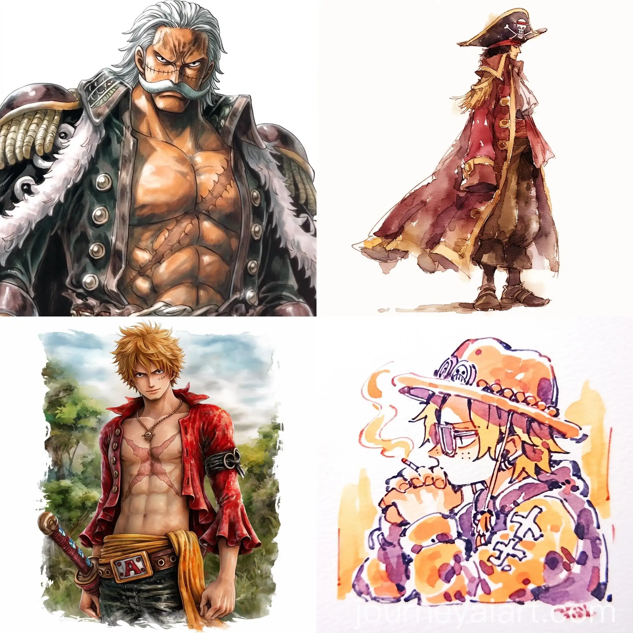Watercolor-Style-Pirate-Character-from-One-Piece-Manga