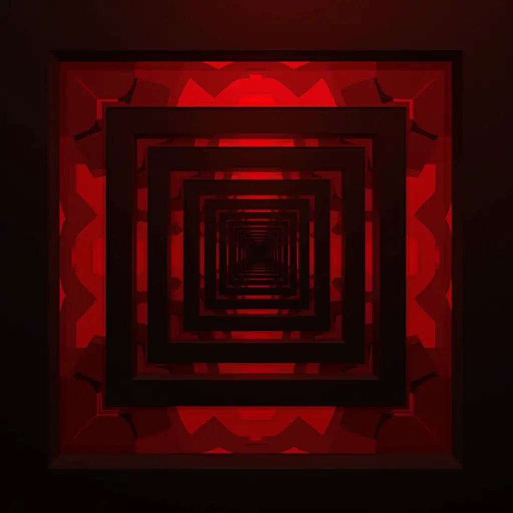 Abstract-Red-and-Black-Repetitive-Elements-on-Digital-Film-Platform-with-Tangled-Rapunzels-Tower-Theme