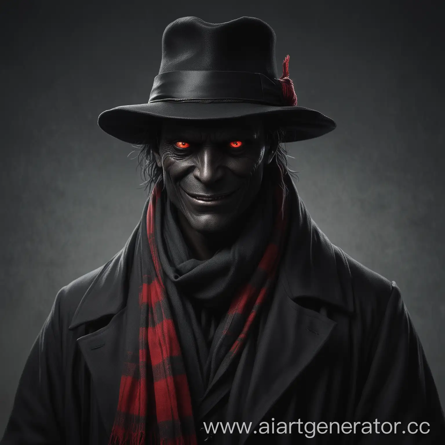 Mysterious-Tall-Man-in-Black-Coat-with-Scarf-and-Red-Eyes