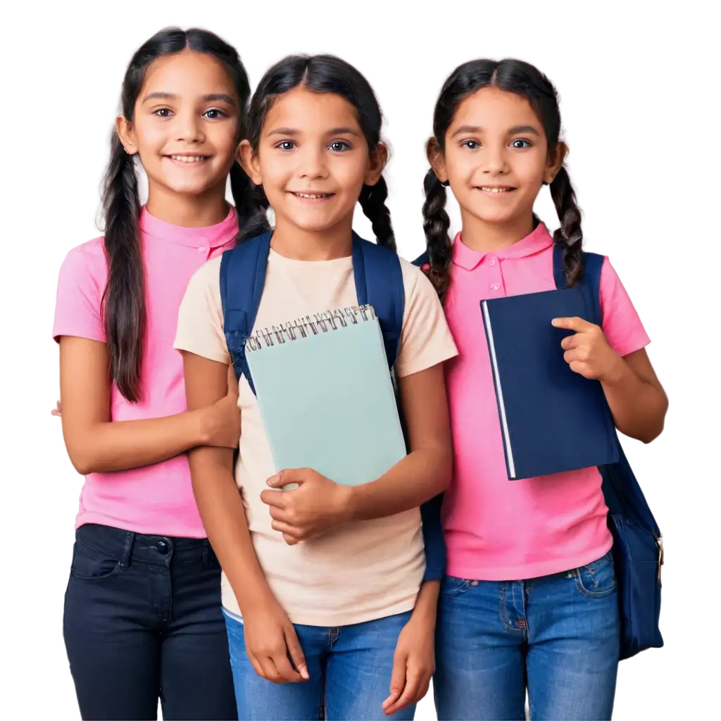 Indian-Four-Little-Kids-with-Notebooks-Smiling-PNG-HighQuality-Image-for-Various-Uses