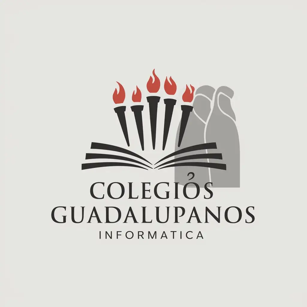 LOGO Design for Colegios Guadalupanos Informatica Book Torches and Nuns with a Religious Theme