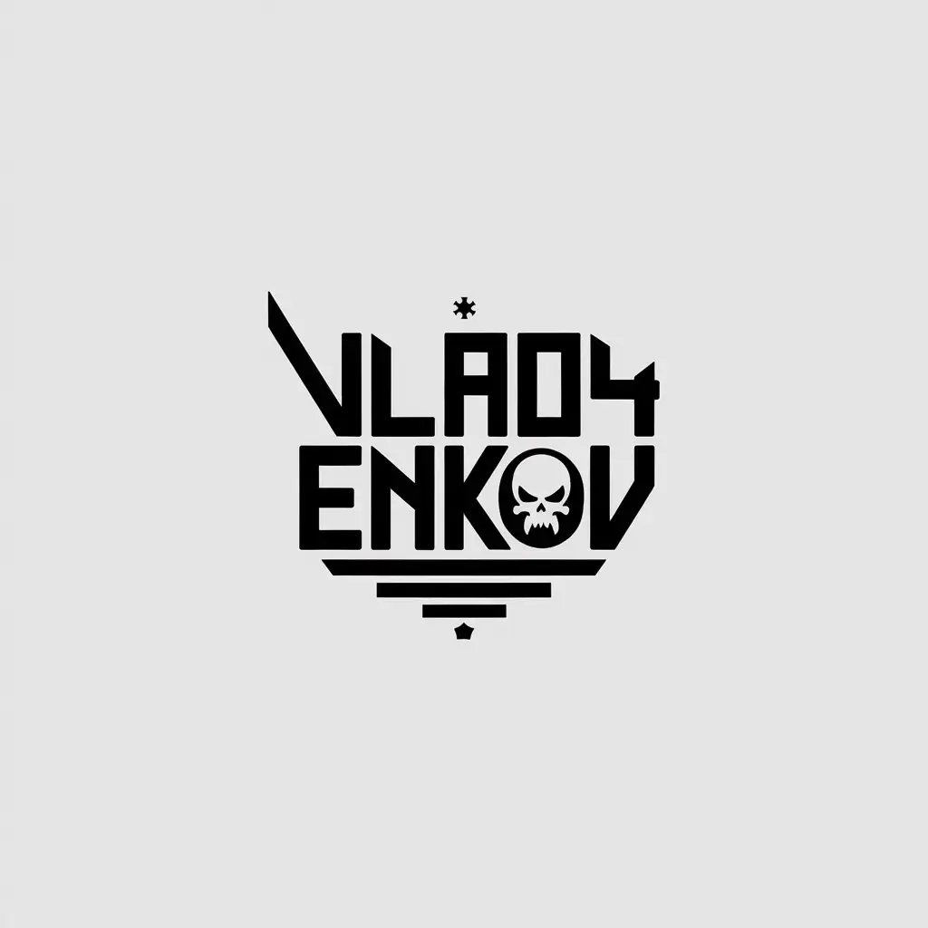 LOGO Design for Vlad4enkov Space Font with Horrible Skull for Private Military Company