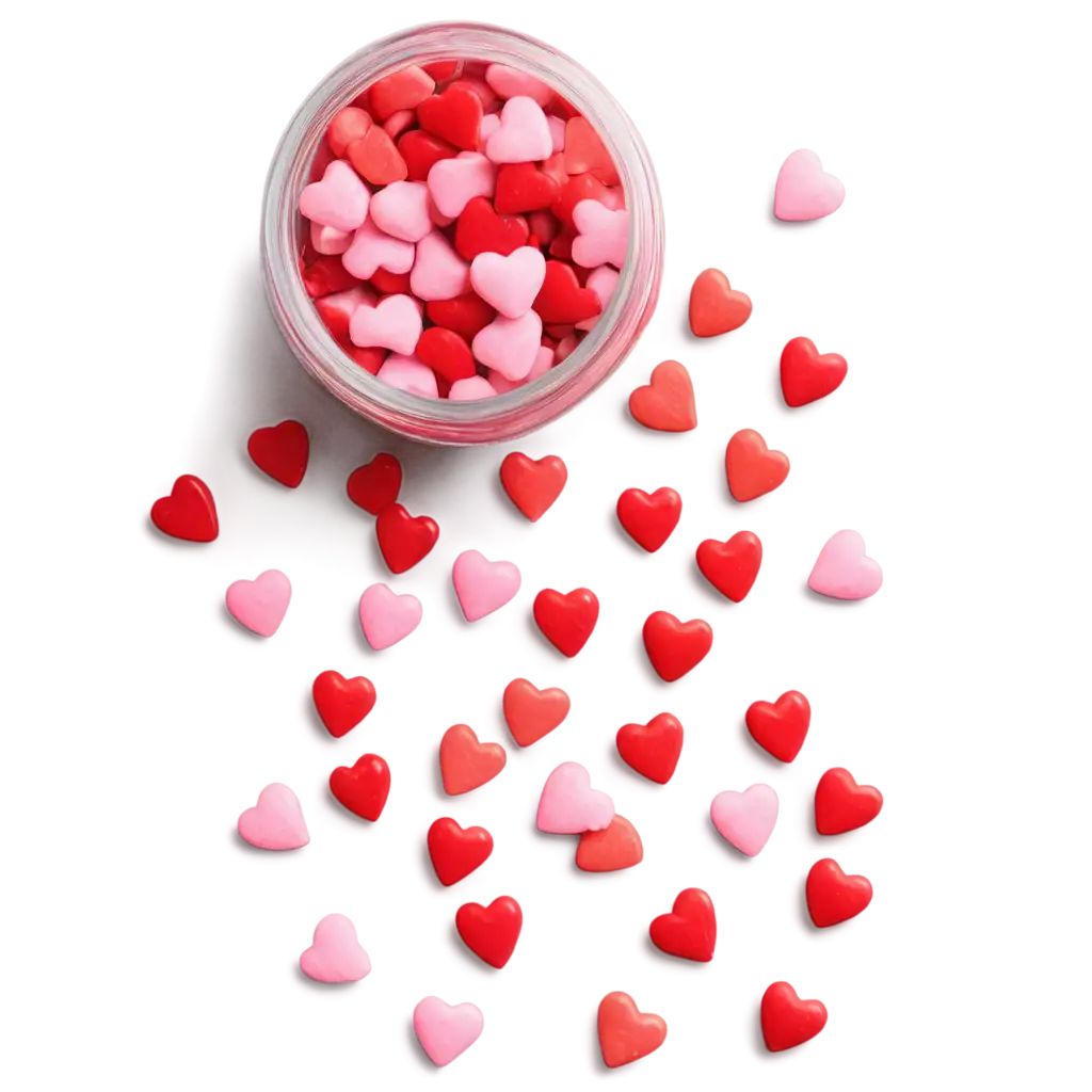 HighQuality-PNG-Image-of-Red-and-Pink-Candy-Hearts-Spilling-onto-White-Surface