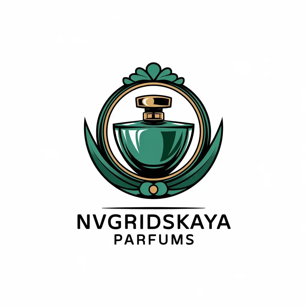 LOGO-Design-for-NvgrdskayaParfums-Elegant-Green-Perfume-Bottle-with-Perfume-Industry-Appeal