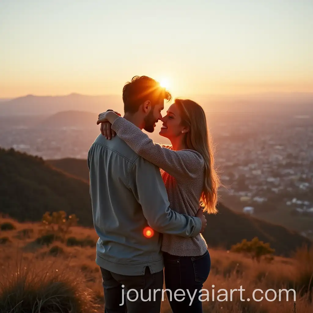 Romantic-Couple-Embracing-on-Mountain-Top-with-Classic-Car
