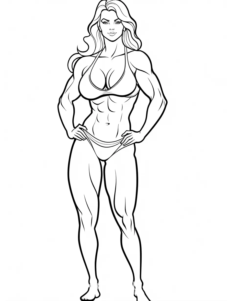 Muscle-Mommy-Coloring-Page-Black-and-White-Line-Art-for-Easy-Coloring