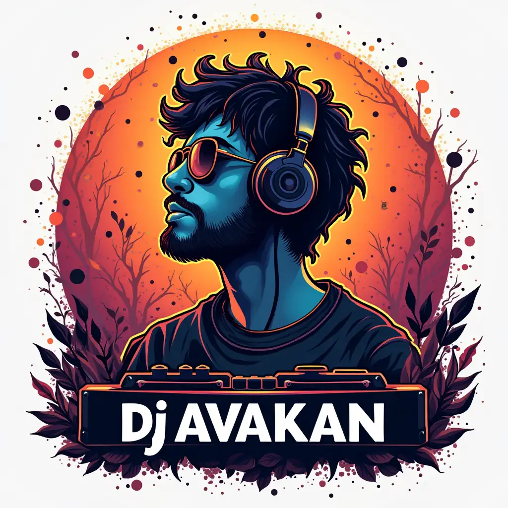 My son writes music in the dnb style. He is 34 years old. His nickname is Dj AVAKAN. Make a logo in the style of this music direction. A logo that can be placed on posters.