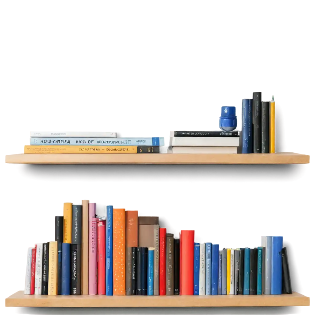 PNG-Image-of-a-Shelf-Full-of-Books-and-Pencil-Creative-and-Educational-Visual-Element