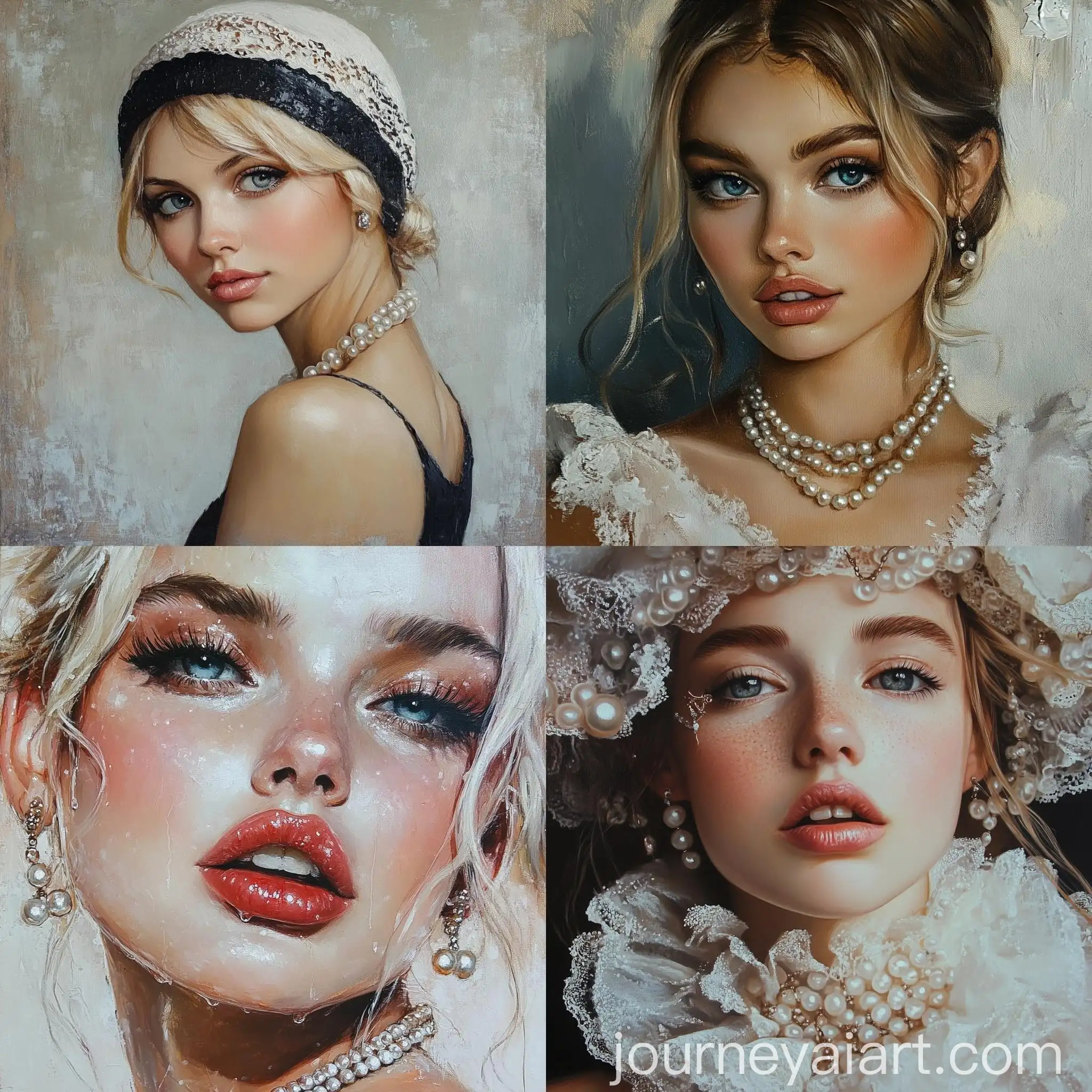 Modern-Acrylic-Portrait-of-Girl-with-Pearl-Earring-in-Designer-Attire