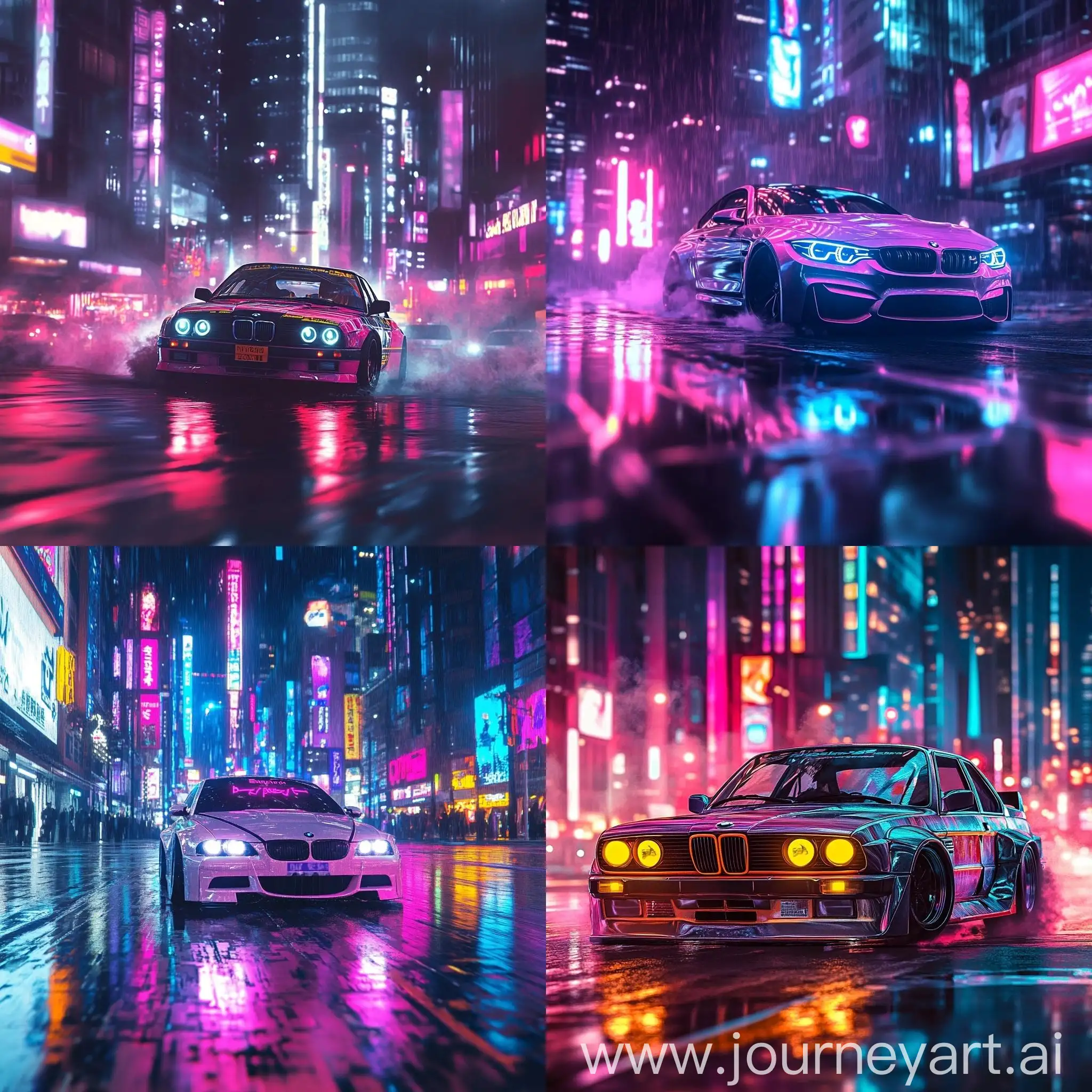 BMW-Drifting-in-City-Center-with-Neon-Lights