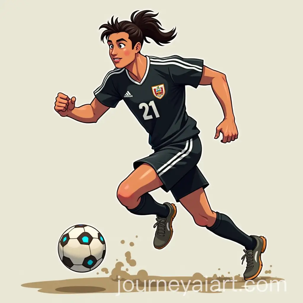 Anime-Footballer-Running-with-Ball-in-Black-Jersey-Number-21