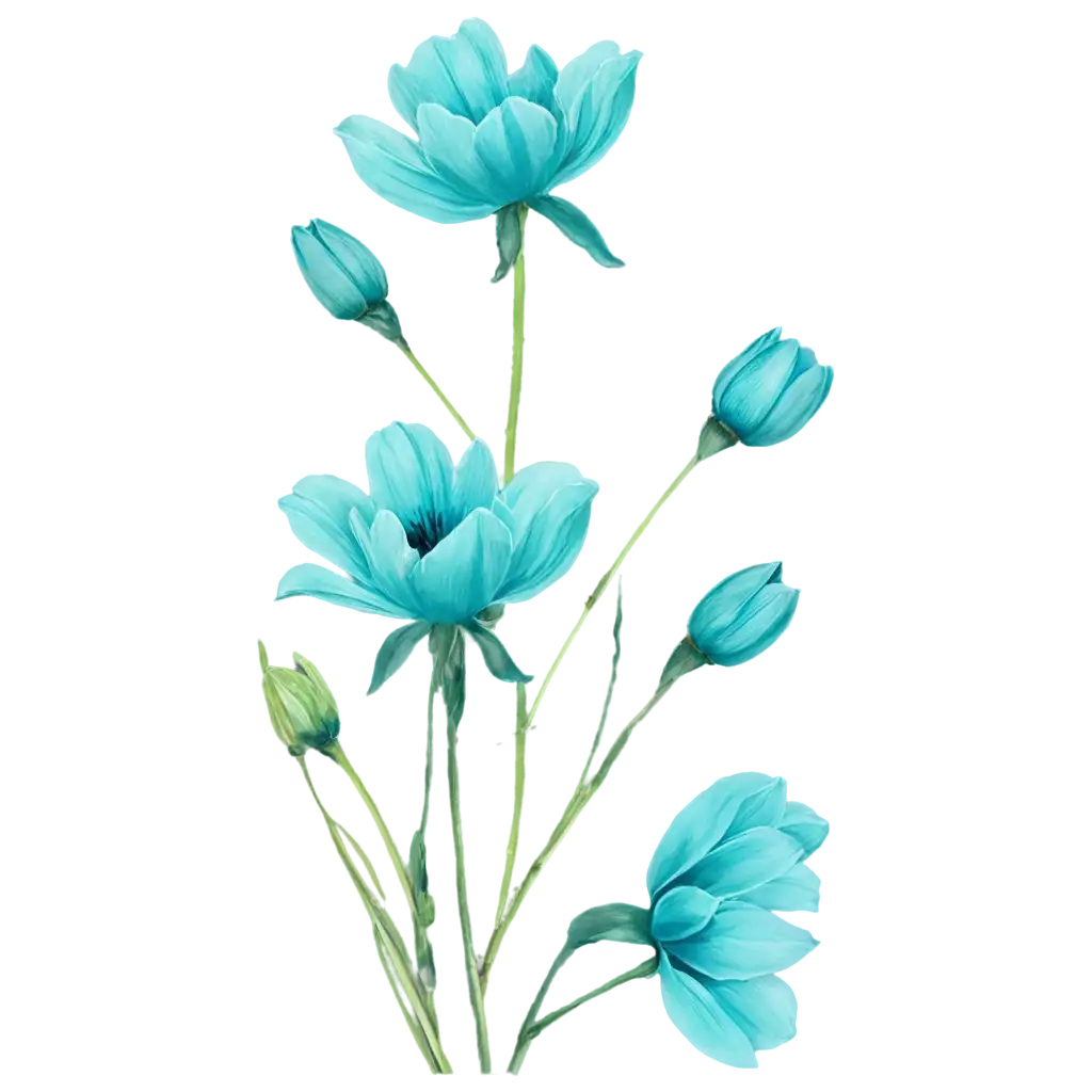 Turquoise-Flowers-PNG-Image-Perfect-for-Digital-and-Print-Design-Projects