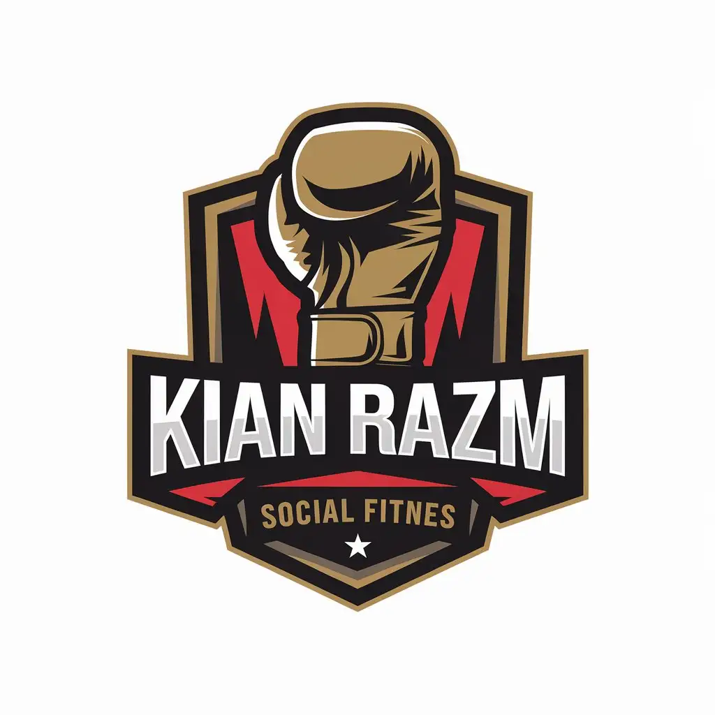 LOGO Design for Kian Razm Boxing Glove and Fist Symbol with Black Red and Gold Colors