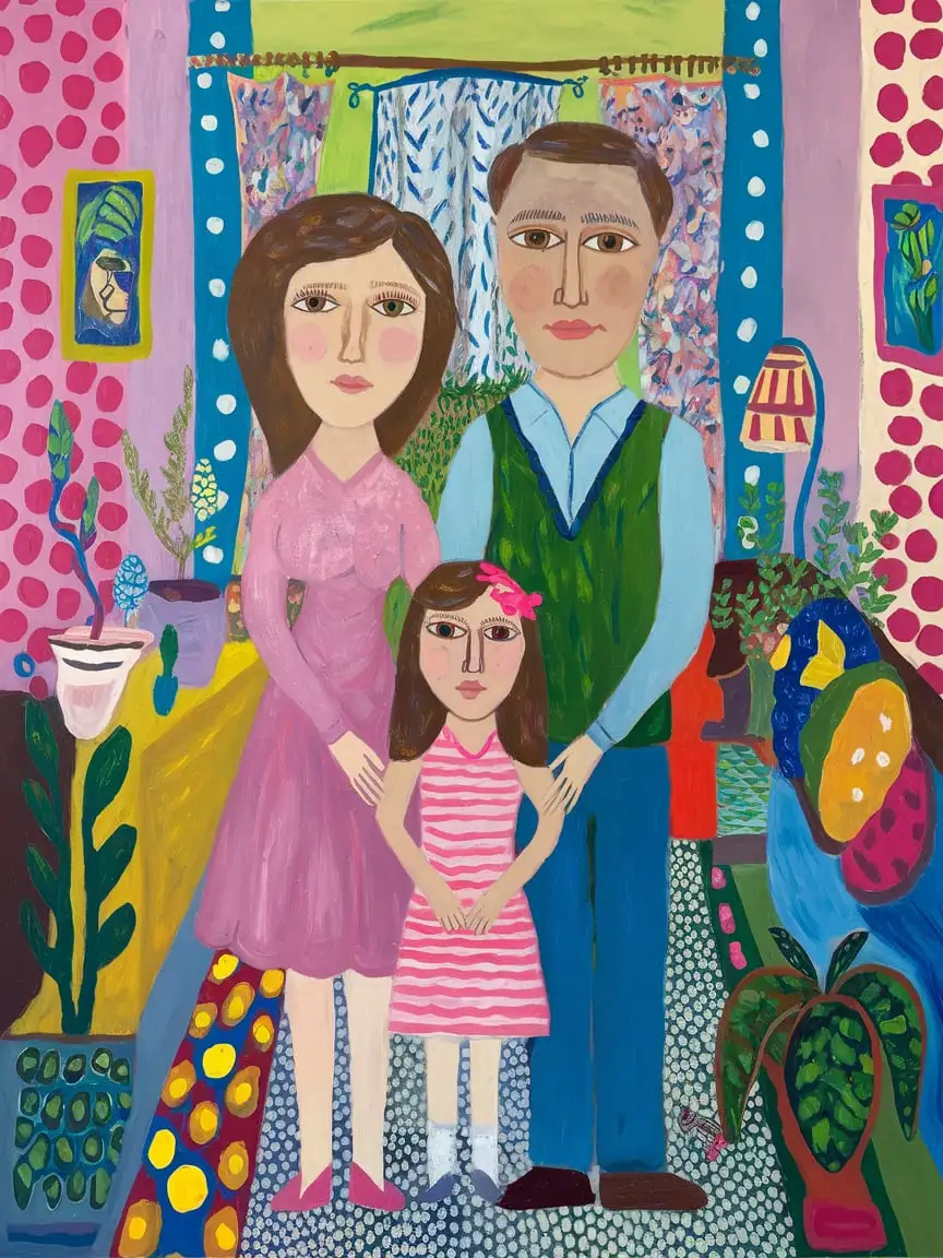 Family-Portrait-in-Oil-A-Harmonious-Blend-of-Kusama-and-Monet-Styles