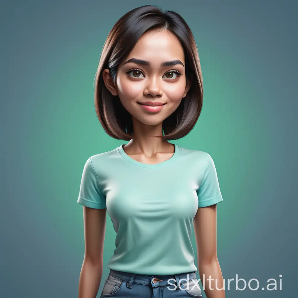 Realistic-3D-Indonesian-Woman-Caricature-in-Casual-Attire