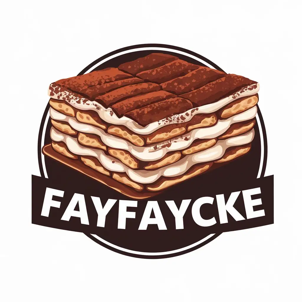 a vector logo design,with the text "fayfaycke", main symbol:Tiramisu,complex,be used in Restaurant industry,clear background