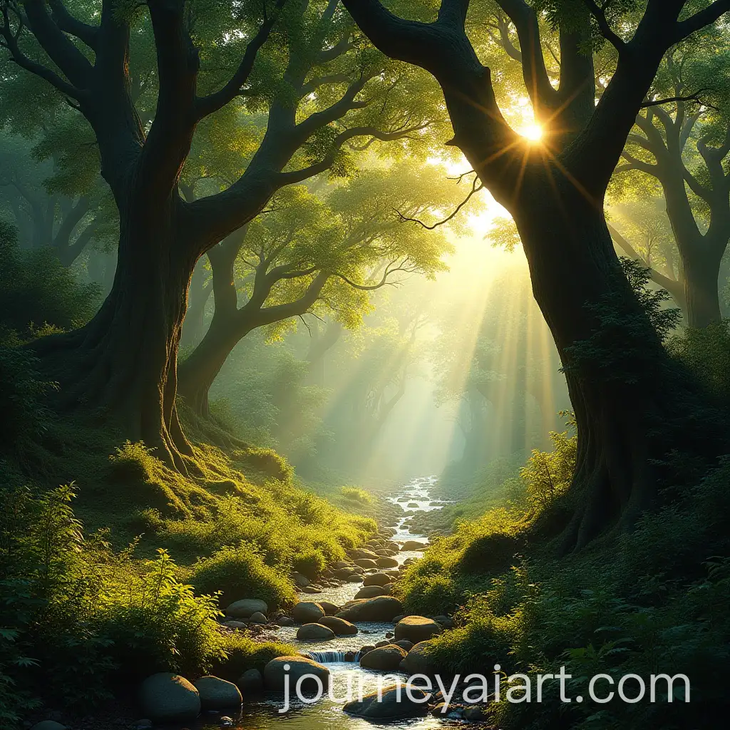 Ancient-Forest-with-Cedar-and-Fig-Trees-in-Golden-Afternoon-Light