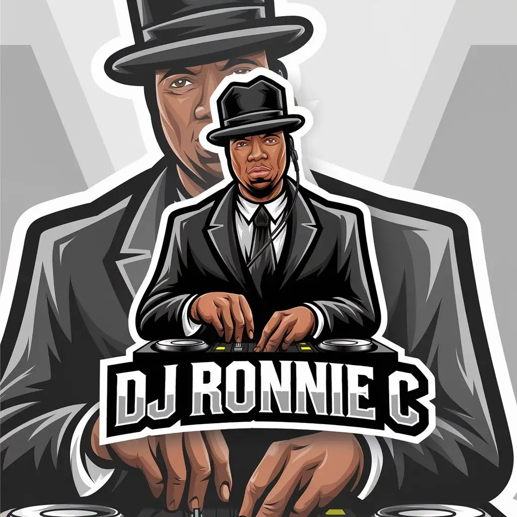 LOGO Design for DJ Ronnie C Modern DJ with Old School Hip Hop Look and Clear Background