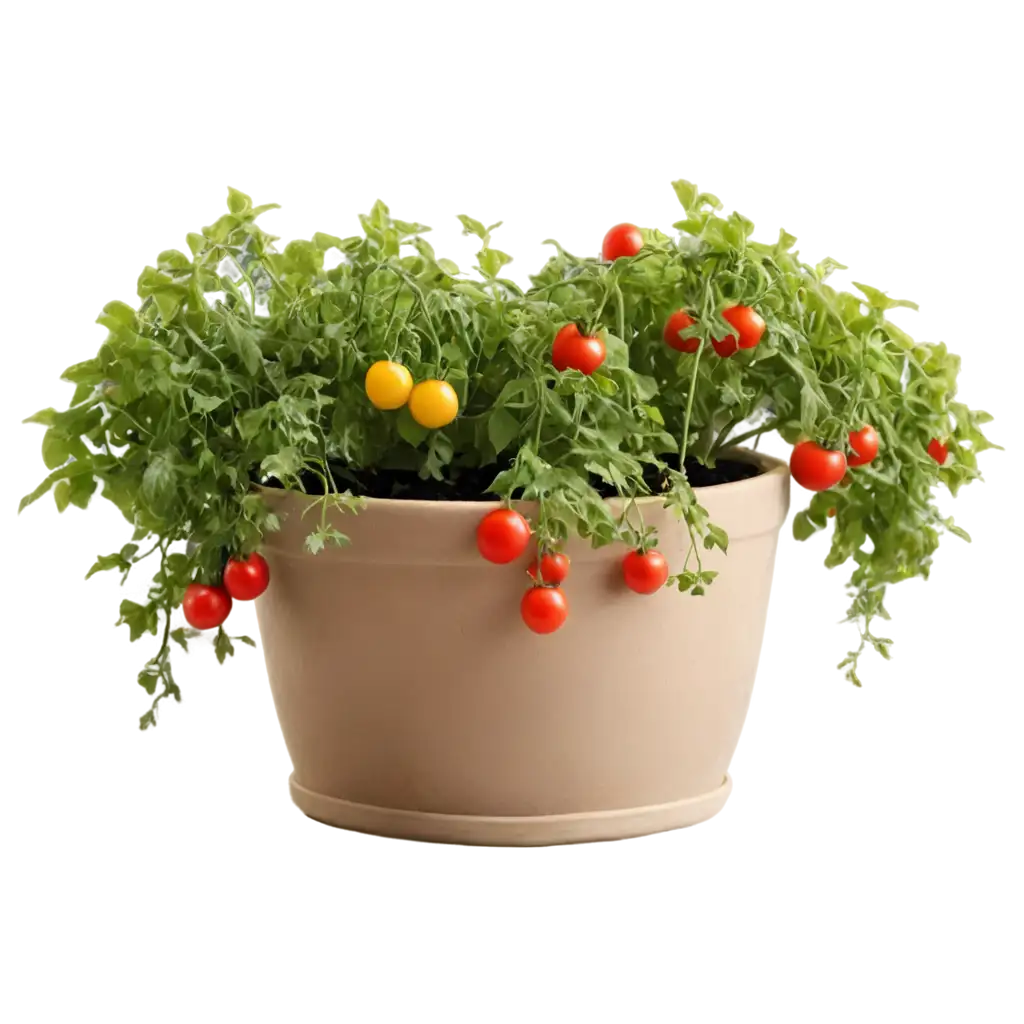 HighQuality-PNG-Image-of-Tomato-Plants-with-Fruits-in-a-Flower-Pot-for-Versatile-Use