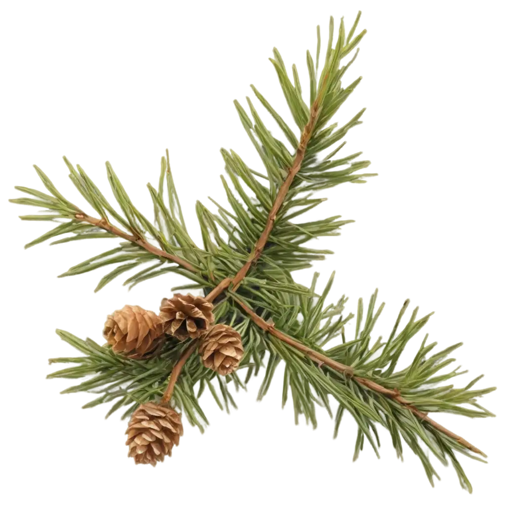 Aesthetic-Spruce-Branches-with-a-Small-Round-Cone-PNG-Image