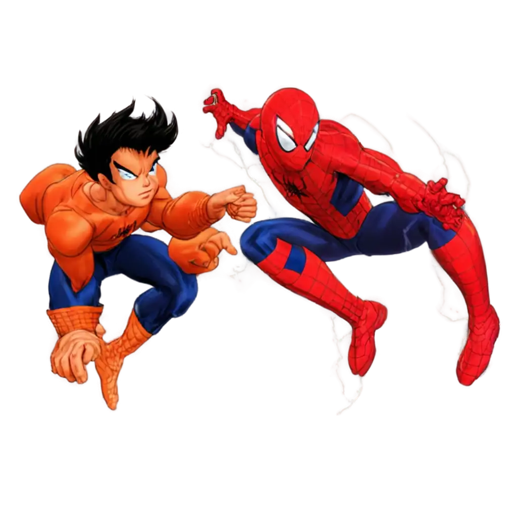 HighQuality-PNG-Image-SpiderMan-Fighting-Goku-Epic-Crossover-Artwork