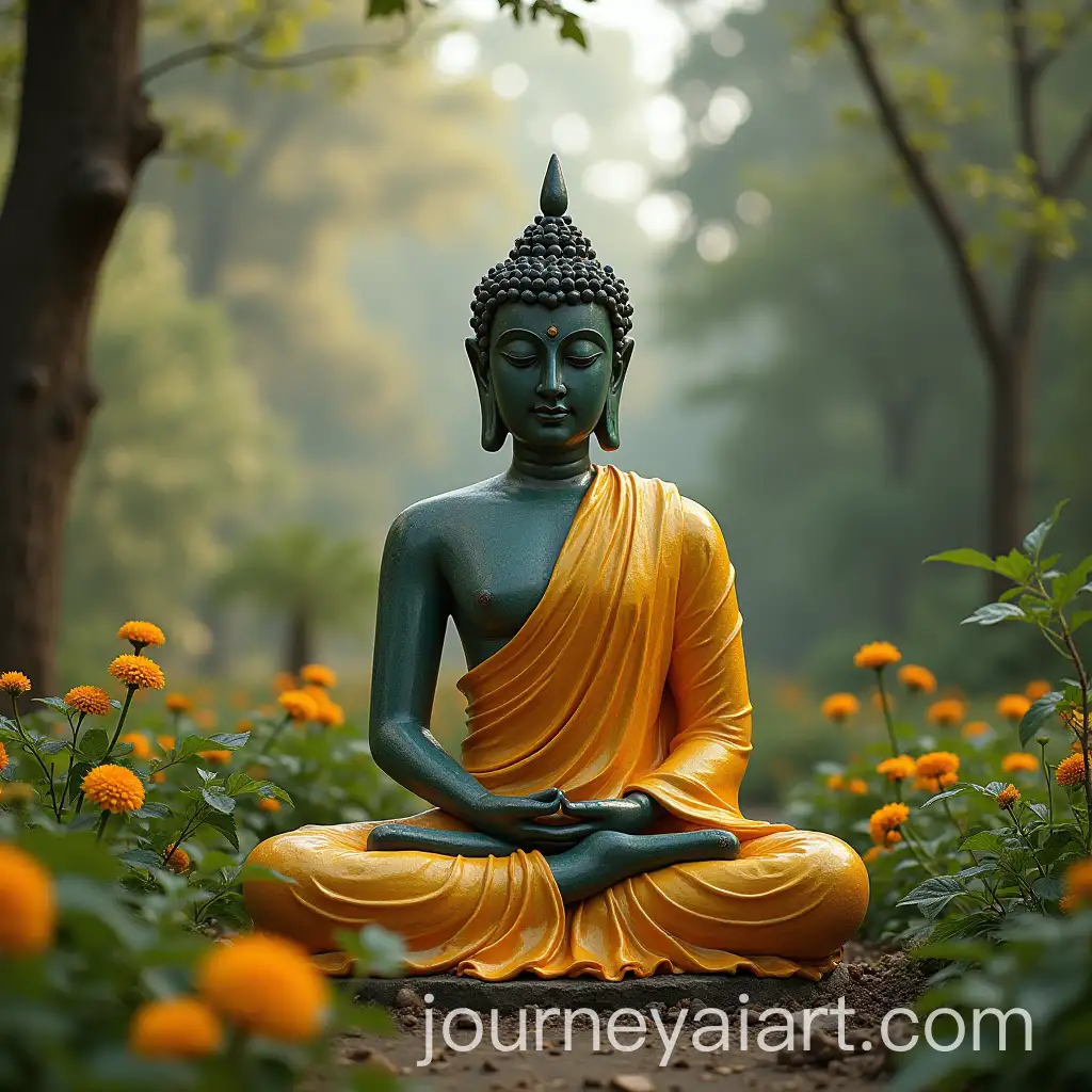Gautama-Buddha-Meditating-in-a-Peaceful-Village-Setting