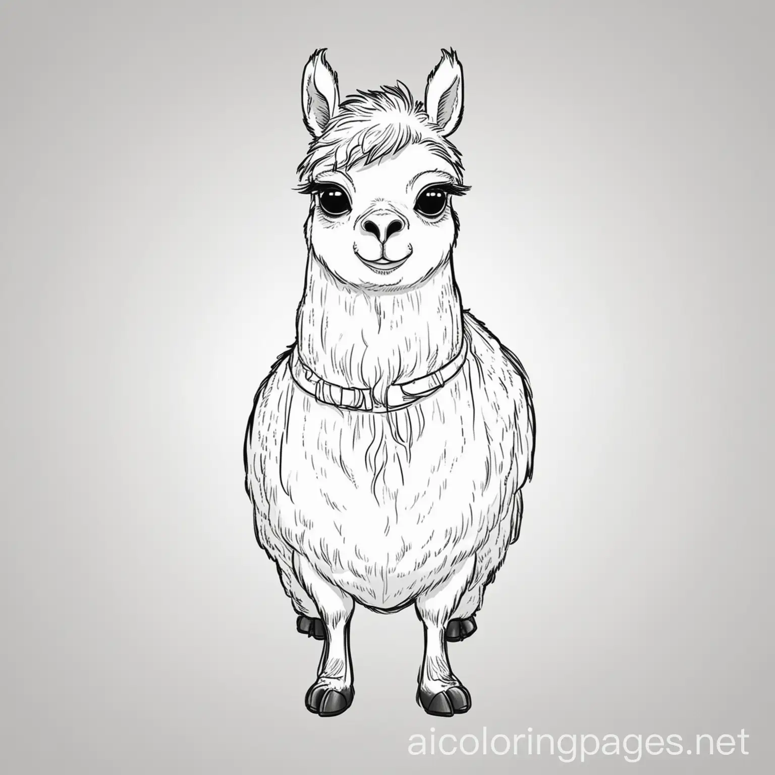 Confused-Lama-Coloring-Page-with-Simple-Black-and-White-Design