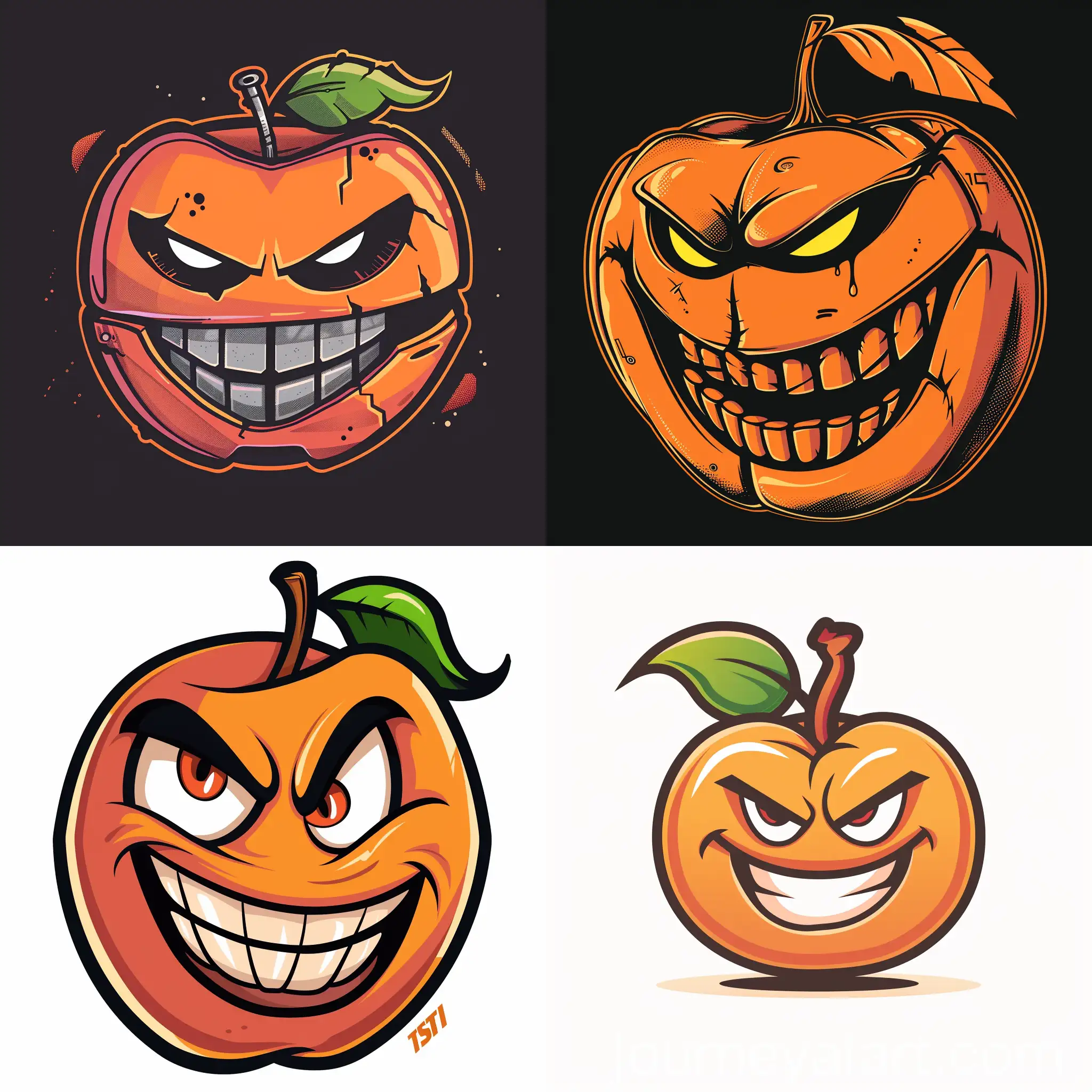 Evil-Peach-Trading-Robot-Logo-with-Sinister-Smile