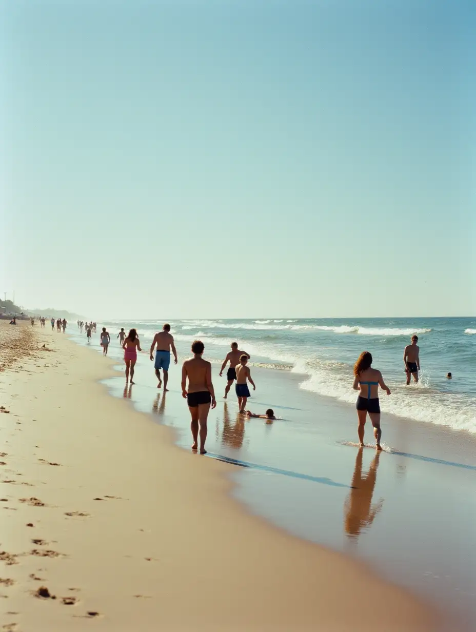 Candid-Beach-Photograph-of-People-Playing-on-the-Sand-and-in-the-Water