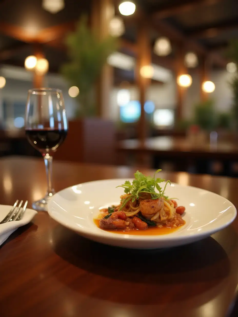 Restaurant, dish, interior