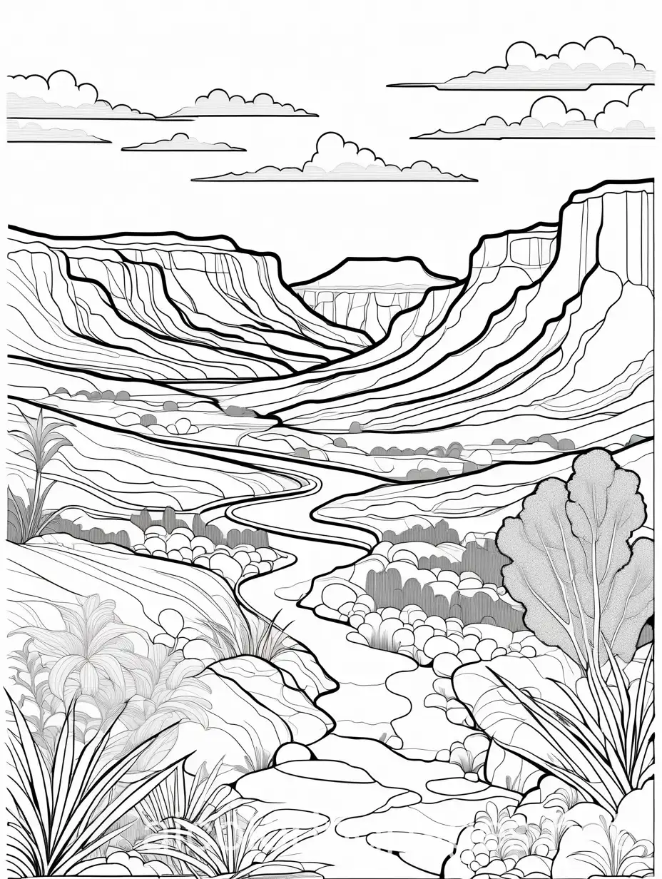 ChildFriendly-Mesa-Land-Coloring-Page-with-Simple-Line-Art