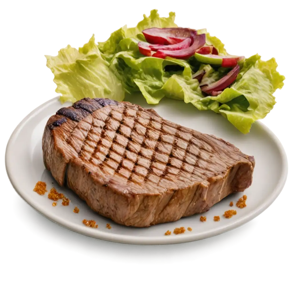 Steak-on-White-Plate-with-Salad-and-Seasonings-PNG-Image-for-HighQuality-Culinary-Visuals