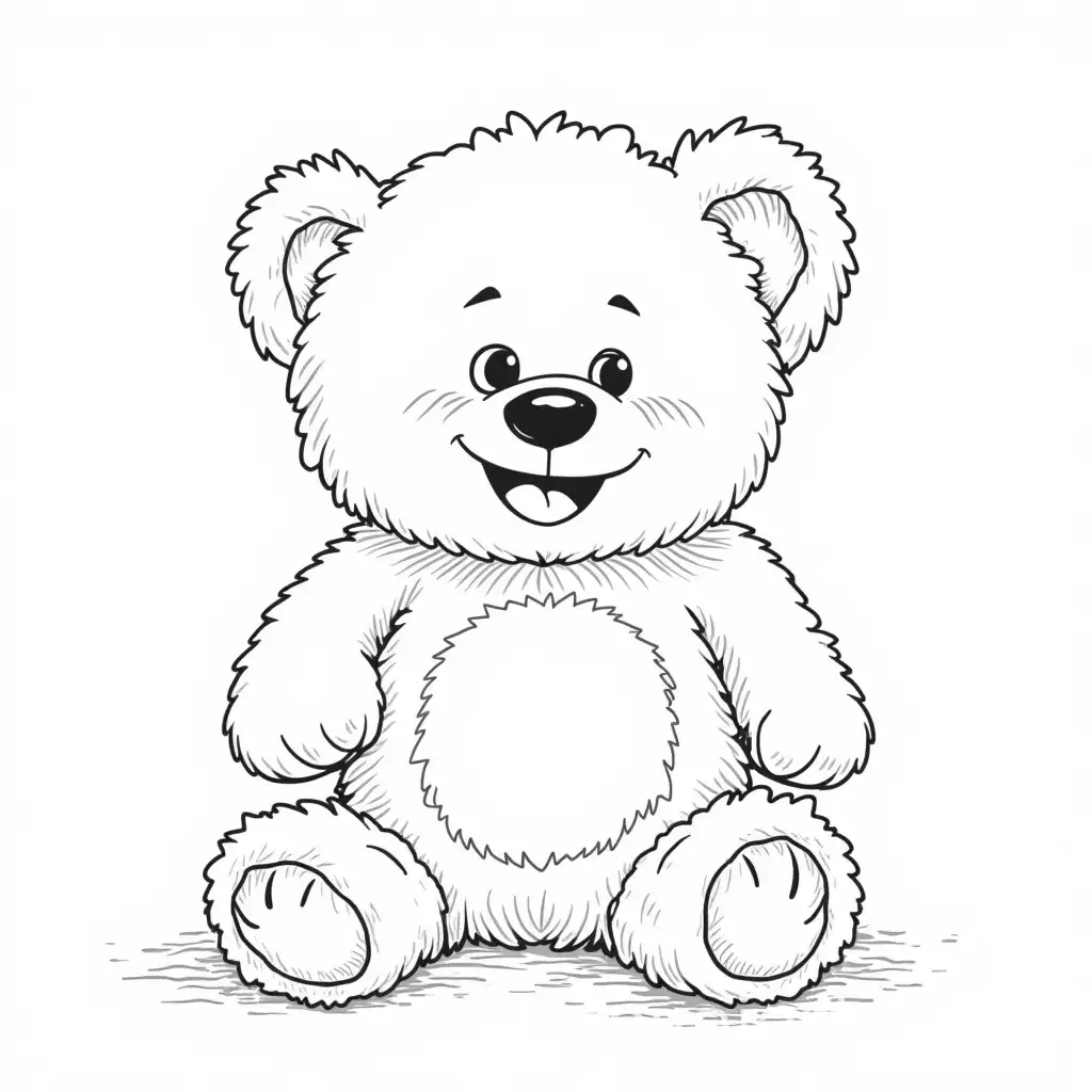 Whimsical-Coloring-Pages-Featuring-Fluffy-Teddy-Bears-in-Everyday-Human-Activities
