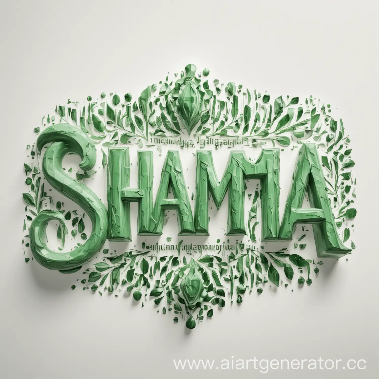 Bright-Green-Shama-Inscription-on-Clean-White-Background-with-Bold-Lettering