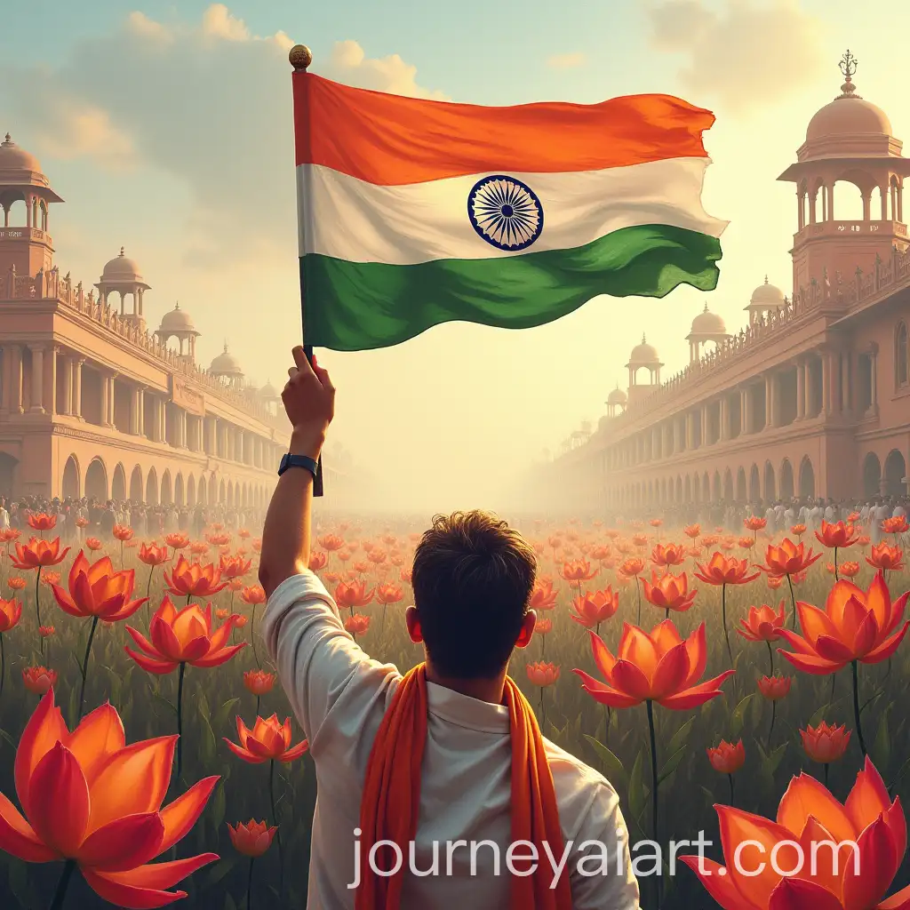 Corruption-in-Haryana-BJP-Flag-and-Lotus-Symbol