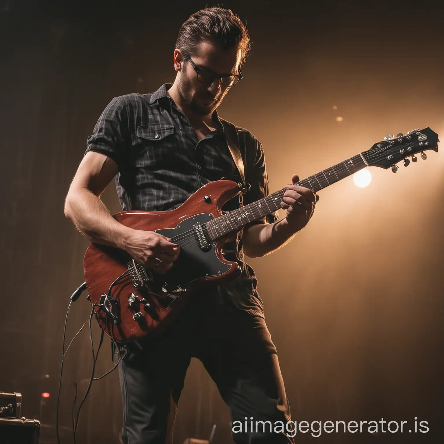 guitar player on stage during concert