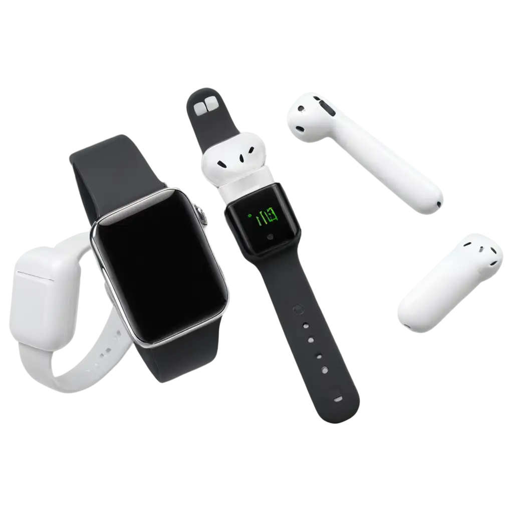 showcase-of-gadgets-smart-watch-airpods-drones-and-portable-charger-flying-in-the-air-PNG-format-for-superior-quality