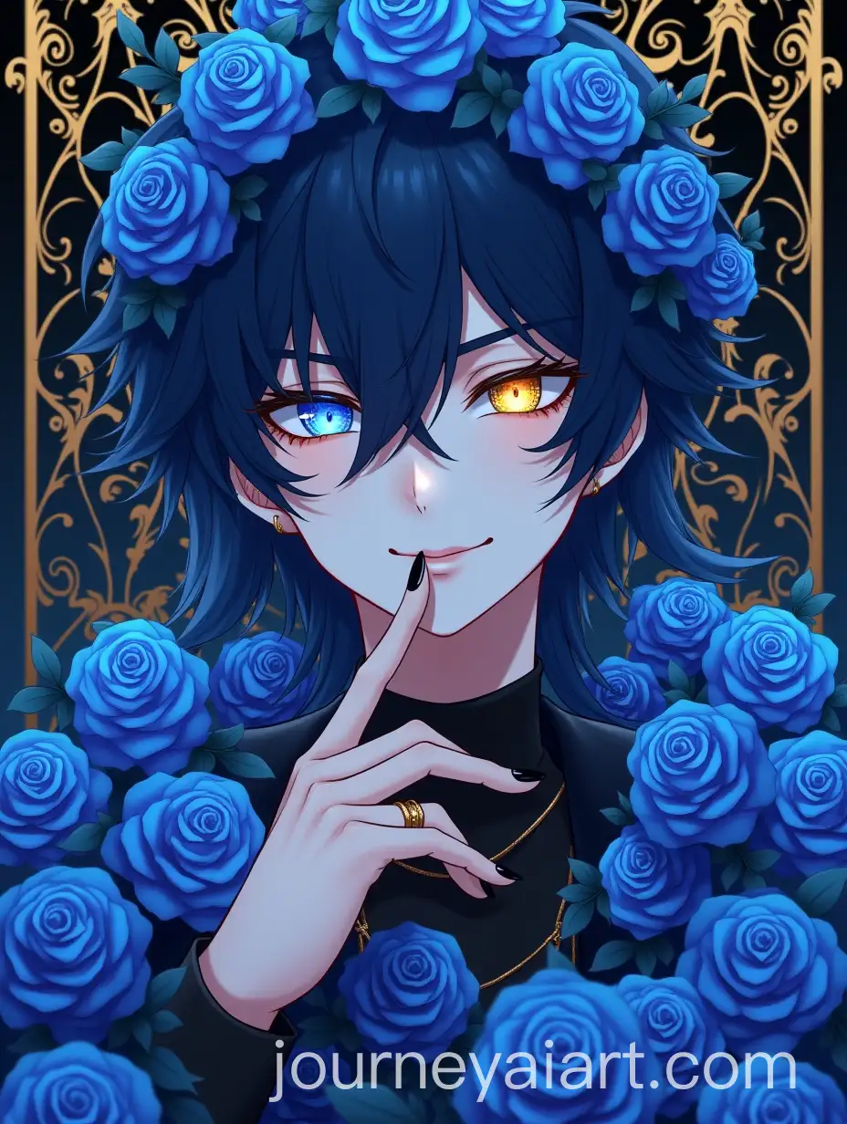 Ethereal-Anime-Man-with-Dark-Elegance-and-Blue-Roses