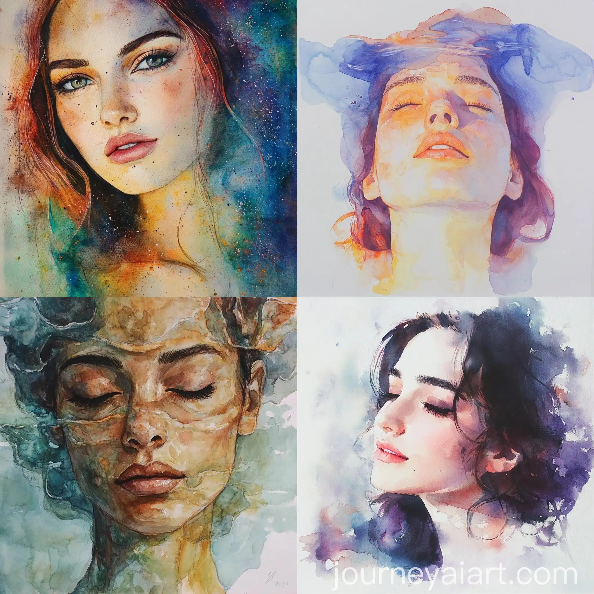 Watercolor-Portrait-of-a-Woman-in-Vintage-Style