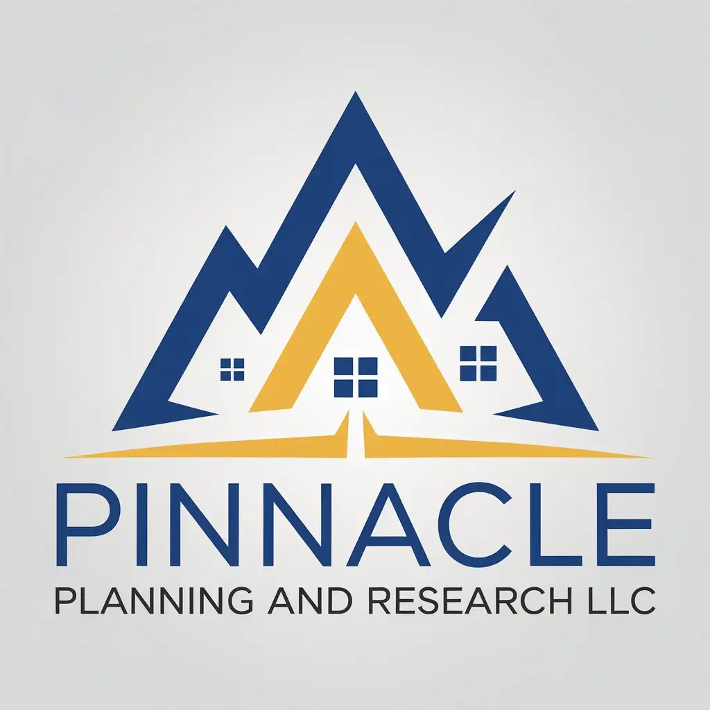 LOGO Design for Pinnacle Planning and Research LLC Modern Collaboration Symbol in Royal Blue Yellow Grey