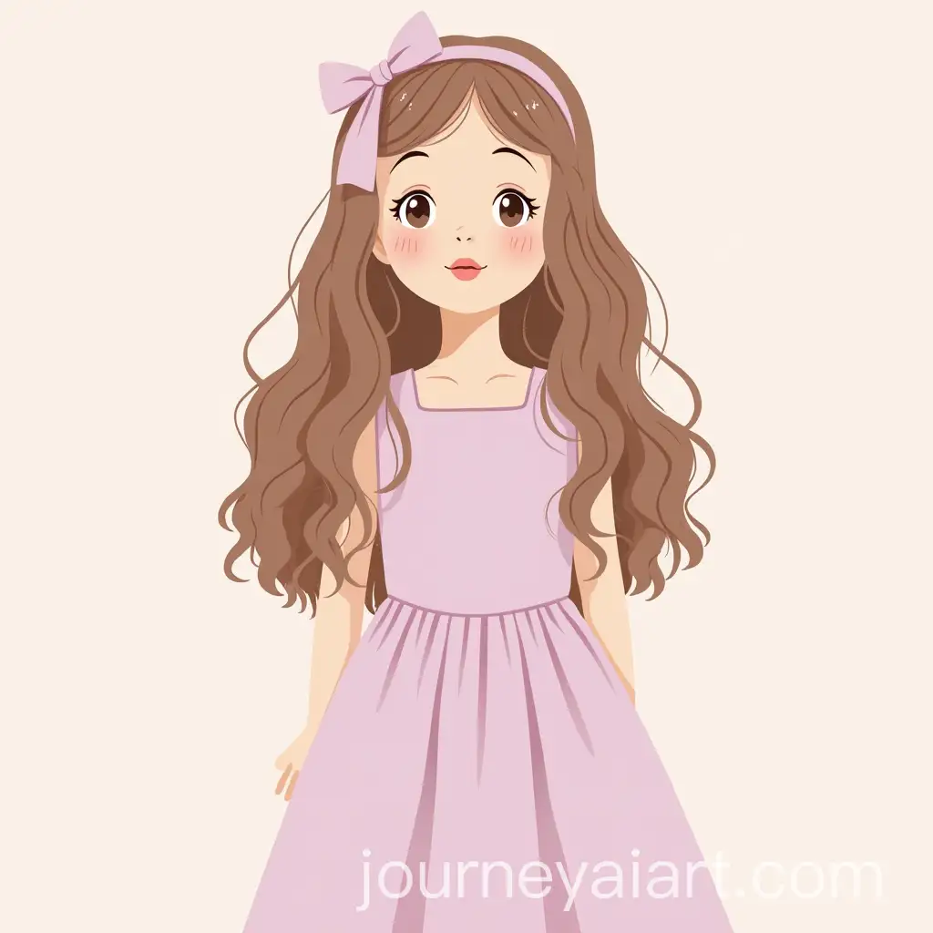Girl-in-Pinkish-Lilac-Dress-with-Bow-Hair-Pin-for-Bridal-Shower-Illustration