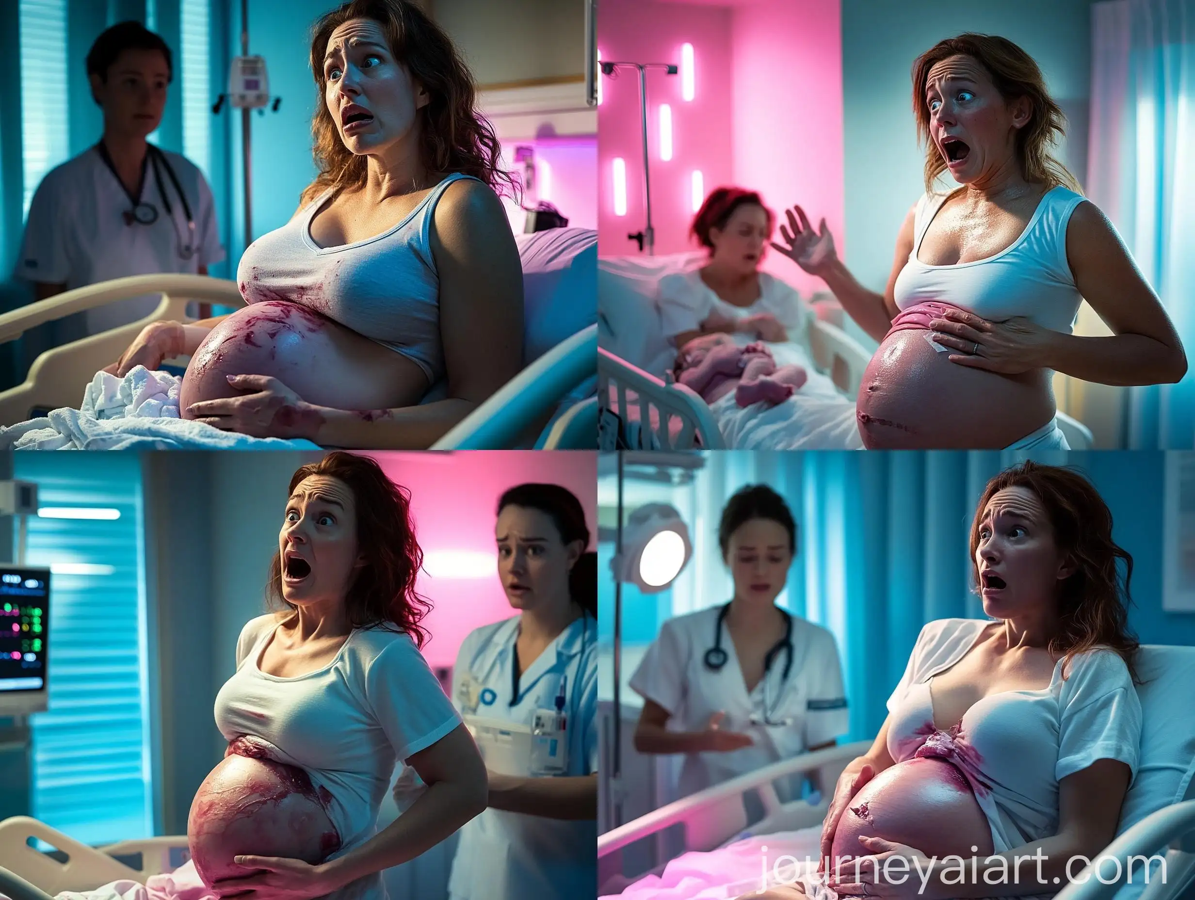 Pregnant-Woman-in-Labor-Emotionally-Overwhelmed-in-Hospital-Delivery-Room