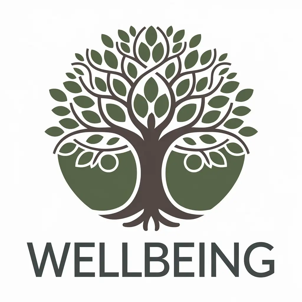 a vector logo design,with the text "Wellbeing", main symbol:Tree,Moderate,be used in Others industry,clear background