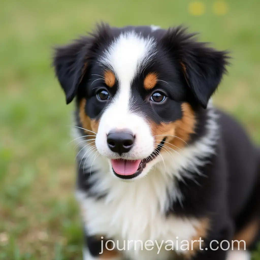 Adorable-Border-Collie-Puppy-Sitting-in-Meadow