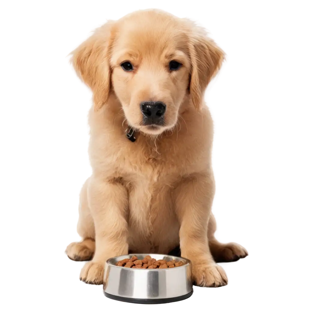 Adorable-Dog-Eating-from-His-Food-Bowl-HighQuality-PNG-Image