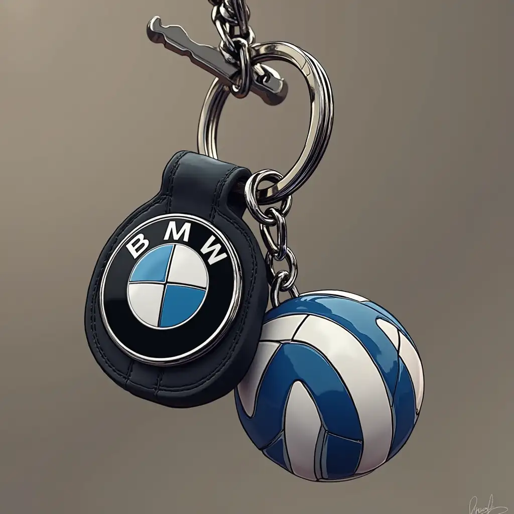 Volleyball, BMW keychain, diesel bag, iPhone
