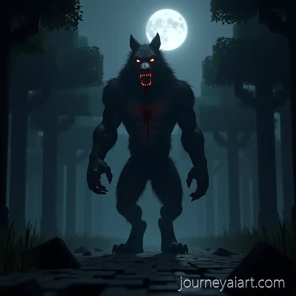 Terrifying-MinecraftInspiredAI-Image-Prompt-Expansion-Werewolf-in-a-Dark-Medieval-Forest