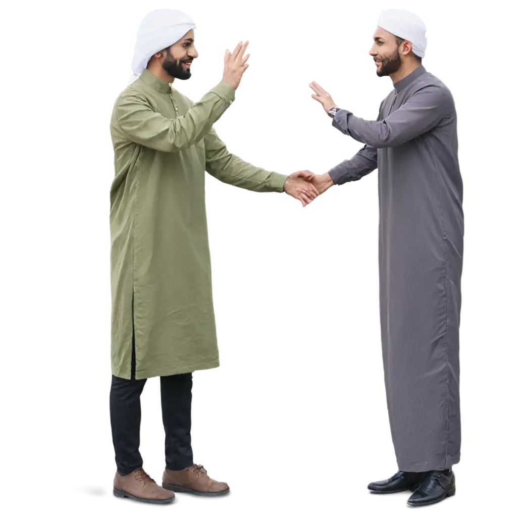 Faceless-Muslims-Greeting-Each-Other-PNG-HighQuality-Image-for-Versatile-Use