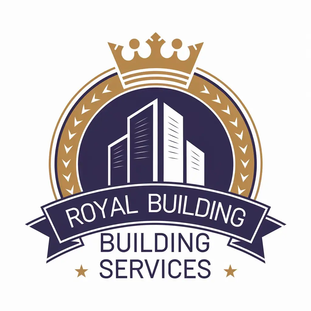 LOGO Design for Royal Building Services Crown and Building Symbol with Elegant Style for Real Estate Industry