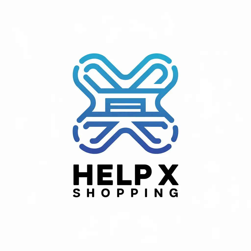 a vector logo design,with the text "Help X shopping", main symbol:online store e-commerce drop shipping help x shopping blue,complex,be used in Internet industry,clear background